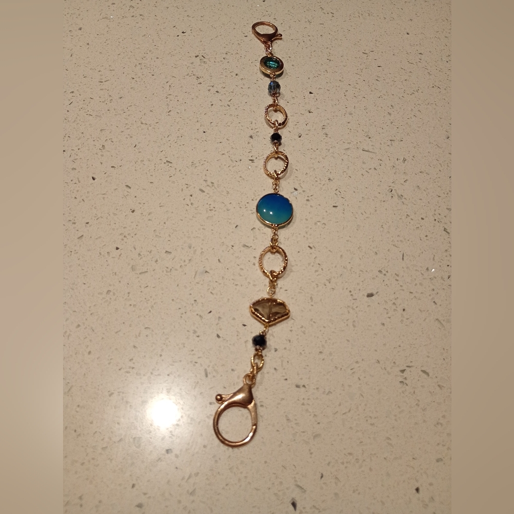 Anita K ~Gold Purse CHARM with BLUE GREEN Amber Stone Accents💚💙💛✨